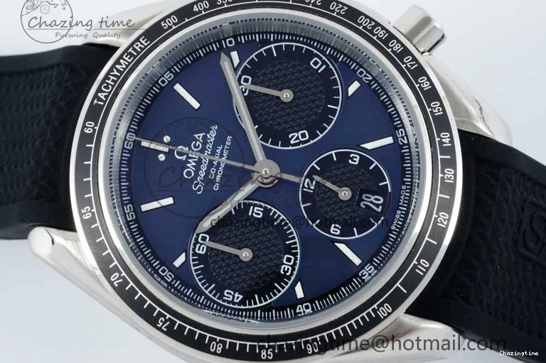 0226 SportInspired Speedmaster Racing Master SS HKF Best Edition Blue Black Dial on Black Rubber Strap A 7817